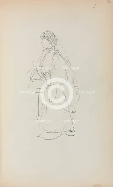Italian Sketchbook: Standing Woman Holding a Satchel (page 56), 1898-1899. Creator: Maurice Prendergast (American, 1858-1924).