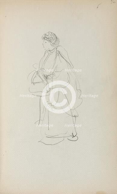 Italian Sketchbook: Standing Woman Holding a Satchel (page 56), 1898-1899. Creator: Maurice Prendergast (American, 1858-1924).
