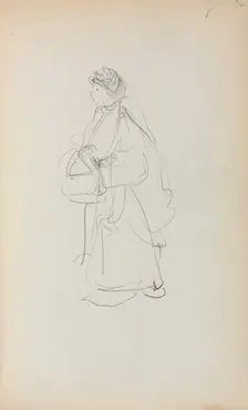 Italian Sketchbook: Standing Woman Holding a Satchel (page 56), 1898-1899. Creator: Maurice Prendergast (American, 1858-1924)