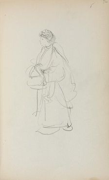 Italian Sketchbook: Standing Woman Holding a Satchel (page 56), 1898-1899. Creator: Maurice Prendergast (American, 1858-1924)