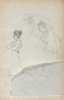 Italian Sketchbook: Standing Woman in profile & Man with an Umbrella (page 2), 1898-1899. Creator: Maurice Prendergast (American, 1858-1924)