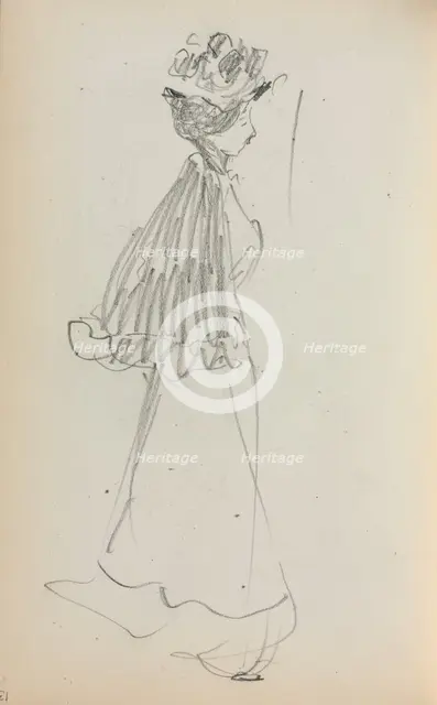 Italian Sketchbook: Standing Woman in profile (page 130), 1898-1899. Creator: Maurice Prendergast (American, 1858-1924).