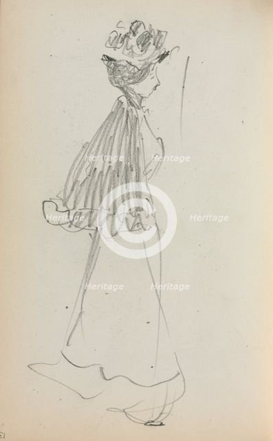 Italian Sketchbook: Standing Woman in profile (page 130), 1898-1899. Creator: Maurice Prendergast (American, 1858-1924).