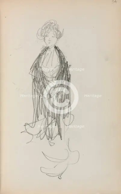 Italian Sketchbook: Standing Woman with Shawl (page 54), 1898-1899. Creator: Maurice Prendergast (American, 1858-1924).