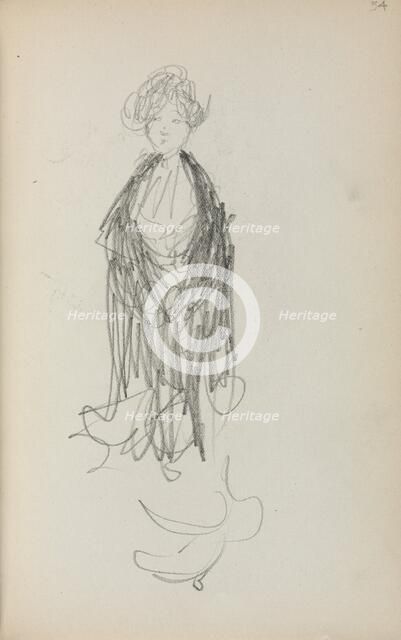 Italian Sketchbook: Standing Woman with Shawl (page 54), 1898-1899. Creator: Maurice Prendergast (American, 1858-1924).