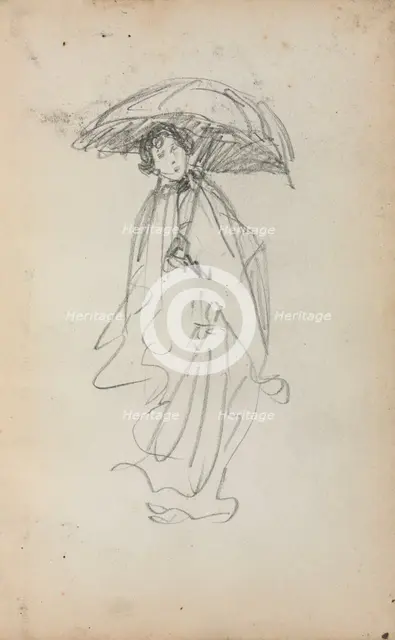 Italian Sketchbook: Standing Woman with Parasol (page 259), 1898-1899. Creator: Maurice Prendergast (American, 1858-1924).