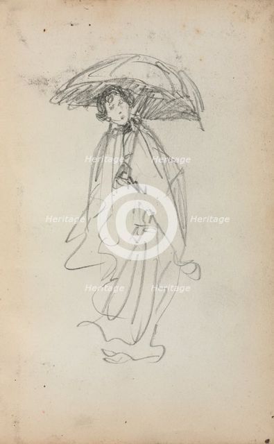 Italian Sketchbook: Standing Woman with Parasol (page 259), 1898-1899. Creator: Maurice Prendergast (American, 1858-1924).