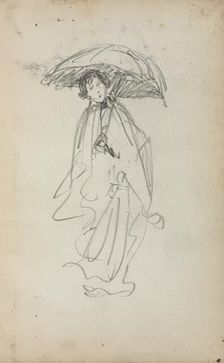 Italian Sketchbook: Standing Woman with Parasol (page 259), 1898-1899. Creator: Maurice Prendergast (American, 1858-1924)