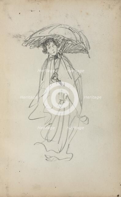 Italian Sketchbook: Standing Woman with Parasol (page 259), 1898-1899. Creator: Maurice Prendergast (American, 1858-1924).