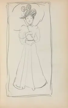 Italian Sketchbook: Standing woman with parasol (page 233), 1898-1899. Creator: Maurice Prendergast (American, 1858-1924)