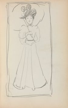 Italian Sketchbook: Standing woman with parasol (page 233), 1898-1899. Creator: Maurice Prendergast (American, 1858-1924)