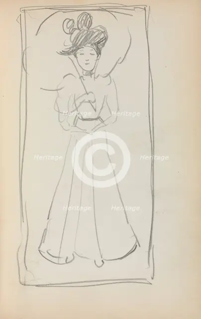 Italian Sketchbook: Standing woman with parasol (page 233), 1898-1899. Creator: Maurice Prendergast (American, 1858-1924).