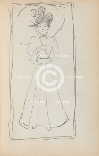 Italian Sketchbook: Standing woman with parasol (page 233), 1898-1899. Creator: Maurice Prendergast (American, 1858-1924).