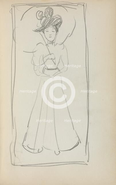 Italian Sketchbook: Standing woman with parasol (page 233), 1898-1899. Creator: Maurice Prendergast (American, 1858-1924).