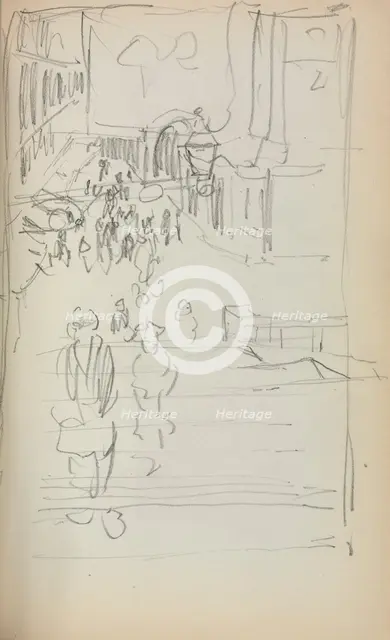 Italian Sketchbook: Stairs with Figures (page 165), 1898-1899. Creator: Maurice Prendergast (American, 1858-1924).