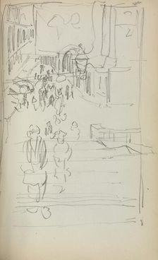 Italian Sketchbook: Stairs with Figures (page 165), 1898-1899. Creator: Maurice Prendergast (American, 1858-1924)