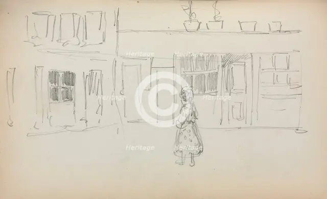 Italian Sketchbook: Street Scene with a Girl ( page 159), 1898-1899. Creator: Maurice Prendergast (American, 1858-1924).