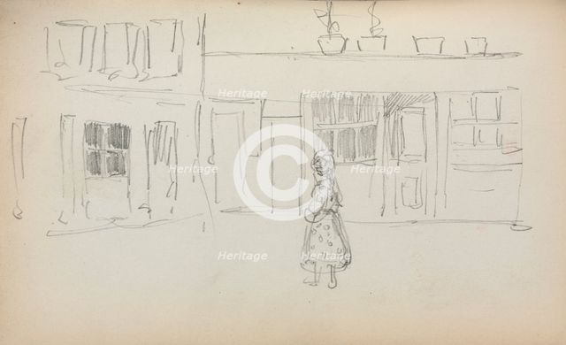 Italian Sketchbook: Street Scene with a Girl ( page 159), 1898-1899. Creator: Maurice Prendergast (American, 1858-1924).