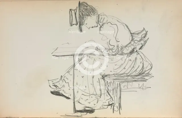 Italian Sketchbook: Seated Woman (page 107), 1898-1899. Creator: Maurice Prendergast (American, 1858-1924).
