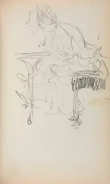Italian Sketchbook: Seated Woman Sewing (page 153), 1898-1899. Creator: Maurice Prendergast (American, 1858-1924)