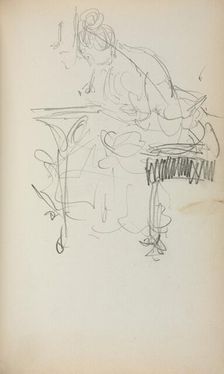 Italian Sketchbook: Seated Woman Sewing (page 153), 1898-1899. Creator: Maurice Prendergast (American, 1858-1924)