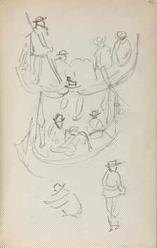 Italian Sketchbook: Two Gondolas with figures, 1898-1899. Creator: Maurice Prendergast (American, 1858-1924)