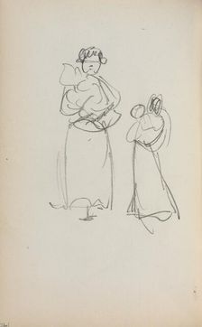 Italian Sketchbook: Two Standing Women holding Infants (page 140), 1898-1899. Creator: Maurice Prendergast (American, 1858-1924)