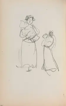 Italian Sketchbook: Two Standing Women holding Infants (page 140), 1898-1899. Creator: Maurice Prendergast (American, 1858-1924)