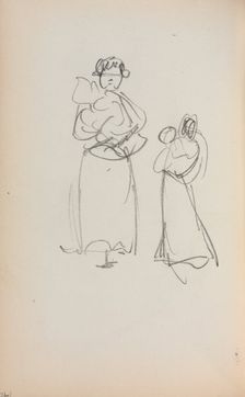 Italian Sketchbook: Two Standing Women holding Infants (page 140), 1898-1899. Creator: Maurice Prendergast (American, 1858-1924)
