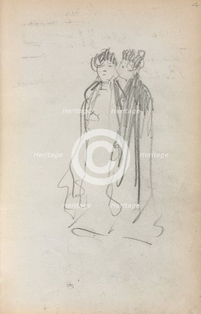 Italian Sketchbook: Two Standing Women (page 4), 1898-1899. Creator: Maurice Prendergast (American, 1858-1924).