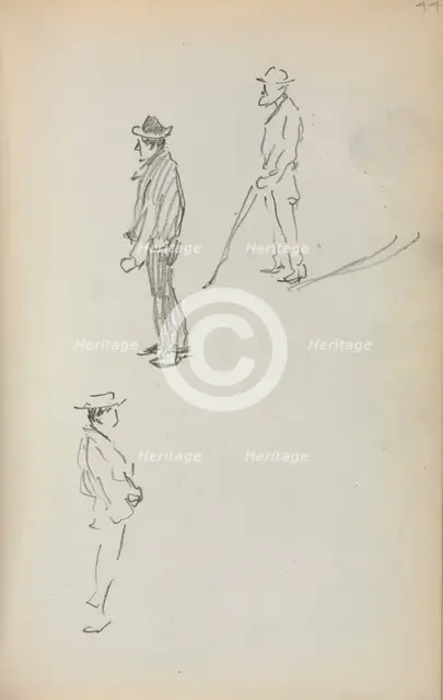 Italian Sketchbook: Three Standing Men (page 44), 1898-1899. Creator: Maurice Prendergast (American, 1858-1924).