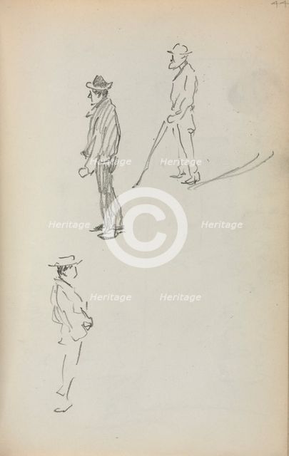 Italian Sketchbook: Three Standing Men (page 44), 1898-1899. Creator: Maurice Prendergast (American, 1858-1924).