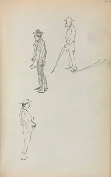 Italian Sketchbook: Three Standing Men (page 44), 1898-1899. Creator: Maurice Prendergast (American, 1858-1924)