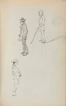 Italian Sketchbook: Three Standing Men (page 44), 1898-1899. Creator: Maurice Prendergast (American, 1858-1924)