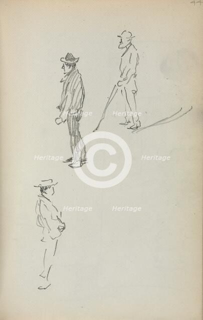 Italian Sketchbook: Three Standing Men (page 44), 1898-1899. Creator: Maurice Prendergast (American, 1858-1924).