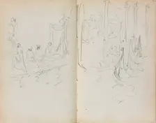 Italian Sketchbook: Venetian Harbor View (page 31 & 32), 1898-1899. Creator: Maurice Prendergast (American, 1858-1924)