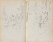 Italian Sketchbook: Venetian Harbor View (page 31 & 32), 1898-1899. Creator: Maurice Prendergast (American, 1858-1924)