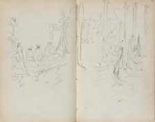Italian Sketchbook: Venetian Harbor View (page 31 & 32), 1898-1899. Creator: Maurice Prendergast (American, 1858-1924)