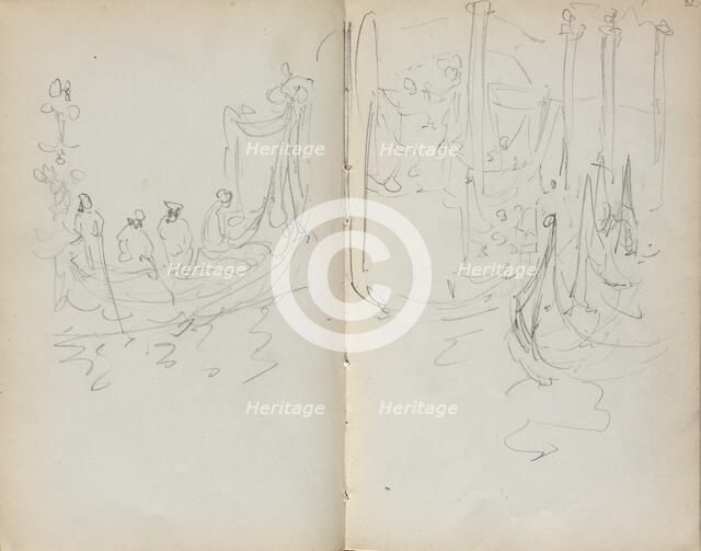 Italian Sketchbook: Venetian Harbor View (page 31 & 32), 1898-1899. Creator: Maurice Prendergast (American, 1858-1924).