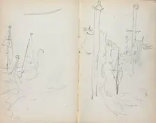 Italian Sketchbook: Venetian Harbor View (page 33 & 34), 1898-1899. Creator: Maurice Prendergast (American, 1858-1924)