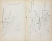 Italian Sketchbook: Venetian Harbor View (page 33 & 34), 1898-1899. Creator: Maurice Prendergast (American, 1858-1924)
