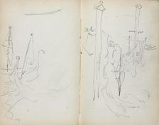 Italian Sketchbook: Venetian Harbor View (page 33 & 34), 1898-1899. Creator: Maurice Prendergast (American, 1858-1924)