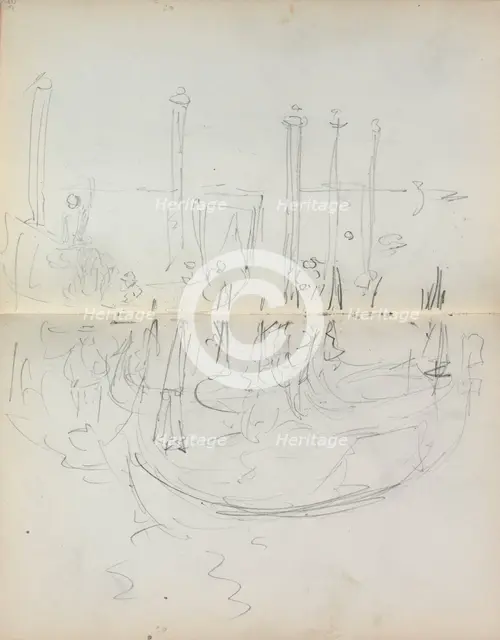 Italian Sketchbook: Venetian Harbor View (page 37 & 38), 1898-1899. Creator: Maurice Prendergast (American, 1858-1924).