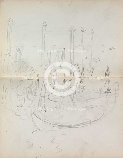 Italian Sketchbook: Venetian Harbor View (page 37 & 38), 1898-1899. Creator: Maurice Prendergast (American, 1858-1924).