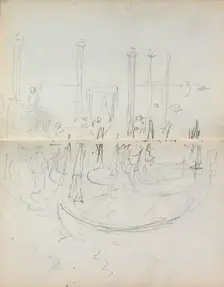 Italian Sketchbook: Venetian Harbor View (page 37 & 38), 1898-1899. Creator: Maurice Prendergast (American, 1858-1924)
