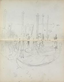 Italian Sketchbook: Venetian Harbor View (page 37 & 38), 1898-1899. Creator: Maurice Prendergast (American, 1858-1924)