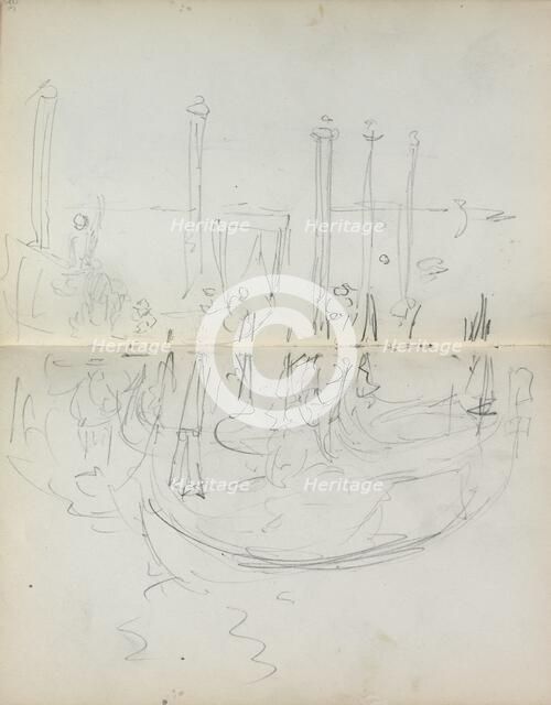 Italian Sketchbook: Venetian Harbor View (page 37 & 38), 1898-1899. Creator: Maurice Prendergast (American, 1858-1924).