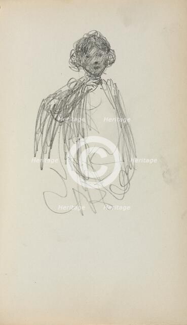 Italian Sketchbook: Woman, waist length (page 217), 1898-1899. Creator: Maurice Prendergast (American, 1858-1924).