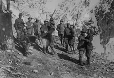 Italian soldiers amusements at mountain outpost, between c1915 and c1920. Creator: Bain News Service