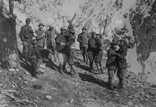 Italian soldiers amusements at mountain outpost, between c1915 and c1920. Creator: Bain News Service